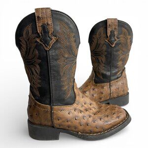 Roper Faux Leather Ostrich Style Western Cowboy Boots Little Kids Boys Girls 10